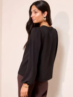- Long Sleeve Pleat Front Detail Blouse*Friends Like These Discount