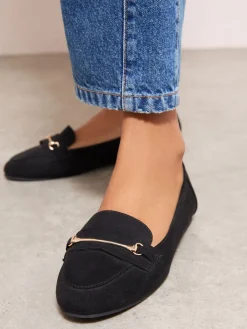 Zwart - Faux Suede Snaffle Detail Smart Flat Loafers*Friends Like These New