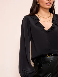 - Long Sleeve Button Front Ruffle Blouse*Friends Like These Clearance