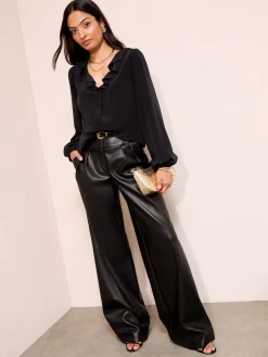 - Long Sleeve Button Front Ruffle Blouse*Friends Like These Clearance