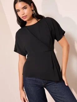 - Pleated Waist Detail Short Sleeve Blouse*Friends Like These Online