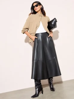 Zwart - Faux Leather Midi Skirt*Friends Like These New