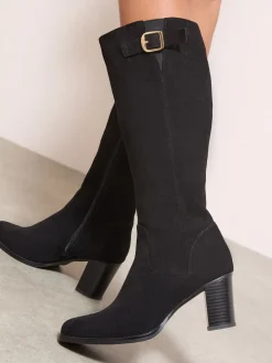 - Standard / Wide Fit Faux Suede Mid Heel Buckle Smart Knee High Boots*Friends Like These Online