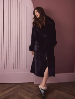 Zwart - Fur Trim Robe*Next Sale