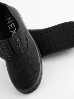 - Geborduurde veterloze canvas instapsneakers*Next Outlet