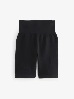 Zwart - Geribbelde fietsshort met hoge taille*Next Discount