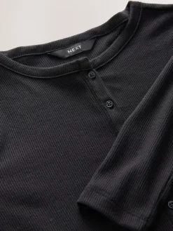 - Geribbelde Henley-bodysuit met lange mouwen*Next Online