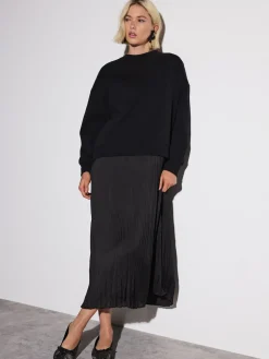 - 2-In-1 Sweatshirt met Satijnen Midi Rok*Next Sale