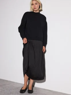 - 2-In-1 Sweatshirt met Satijnen Midi Rok*Next Sale