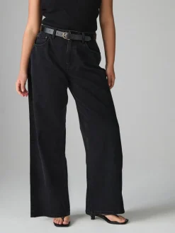 Zwart - Jeans met zandloperpasvorm en wijde pijpen*Next Discount