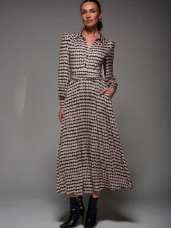 - Long Sleeve Pleated Jersey Maxi Dress*Jolie Moi Sale