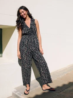 Zwart - Jumpsuit met wijduitlopende pijpen*Next Clearance