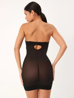 Zwart - Kanten DD+ slipdress met lichte vulling en sterke buikcorrectie*Next