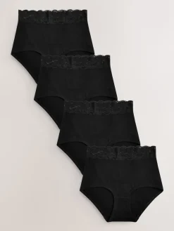 Zwart - Katoenen kanten slipjes 4 stuks*Next Sale