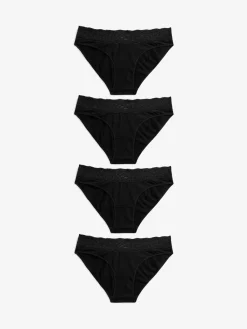 Zwart - Katoenen kanten slipjes 4 stuks*Next Best