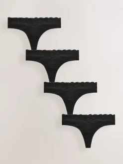 Zwart - Katoenen kanten slipjes 4 stuks*Next Best