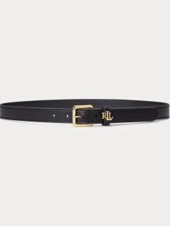 - 2,5cm Omkeerbare kiezelkleurige leren riem met logo*Lauren Ralph Lauren Clearance