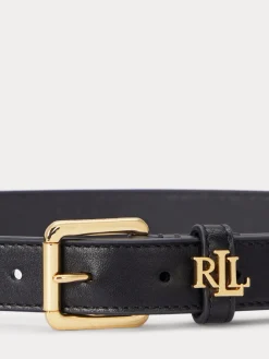 - 2,5cm Omkeerbare kiezelkleurige leren riem met logo*Lauren Ralph Lauren Clearance