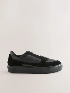 Zwart - Leather Chunky Panel Detail Lace Up Trainers*Next Discount