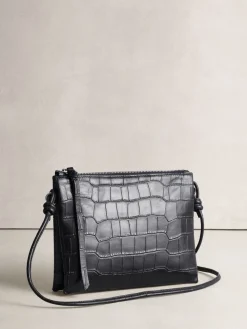 Zwart - Leather Croc Cross-Body Bag*Next Sale