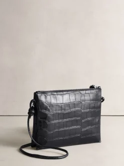Zwart - Leather Croc Cross-Body Bag*Next Sale
