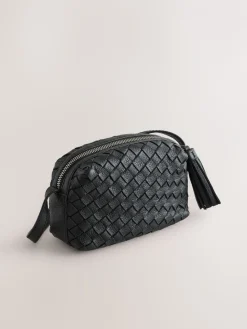 Zwart - Leather Weave Camera Bag*Next Online