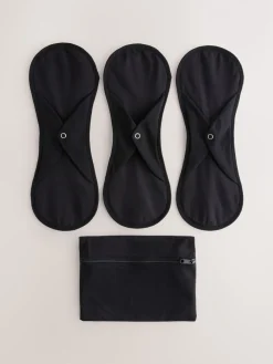 Zwart - Licht vloeiende menstruatieslips met waszak 3 verpakking*Next Outlet