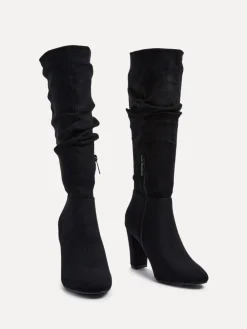 - Aura High Leg Ruched Boots With Block Heel*Linzi Sale