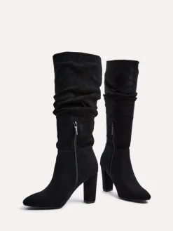 - Aura High Leg Ruched Boots With Block Heel*Linzi Sale