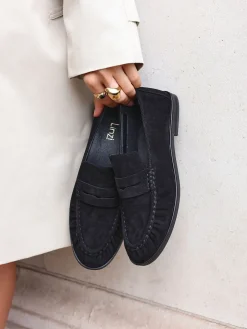 - Belmont suède leren instappers met ruches*Linzi Outlet