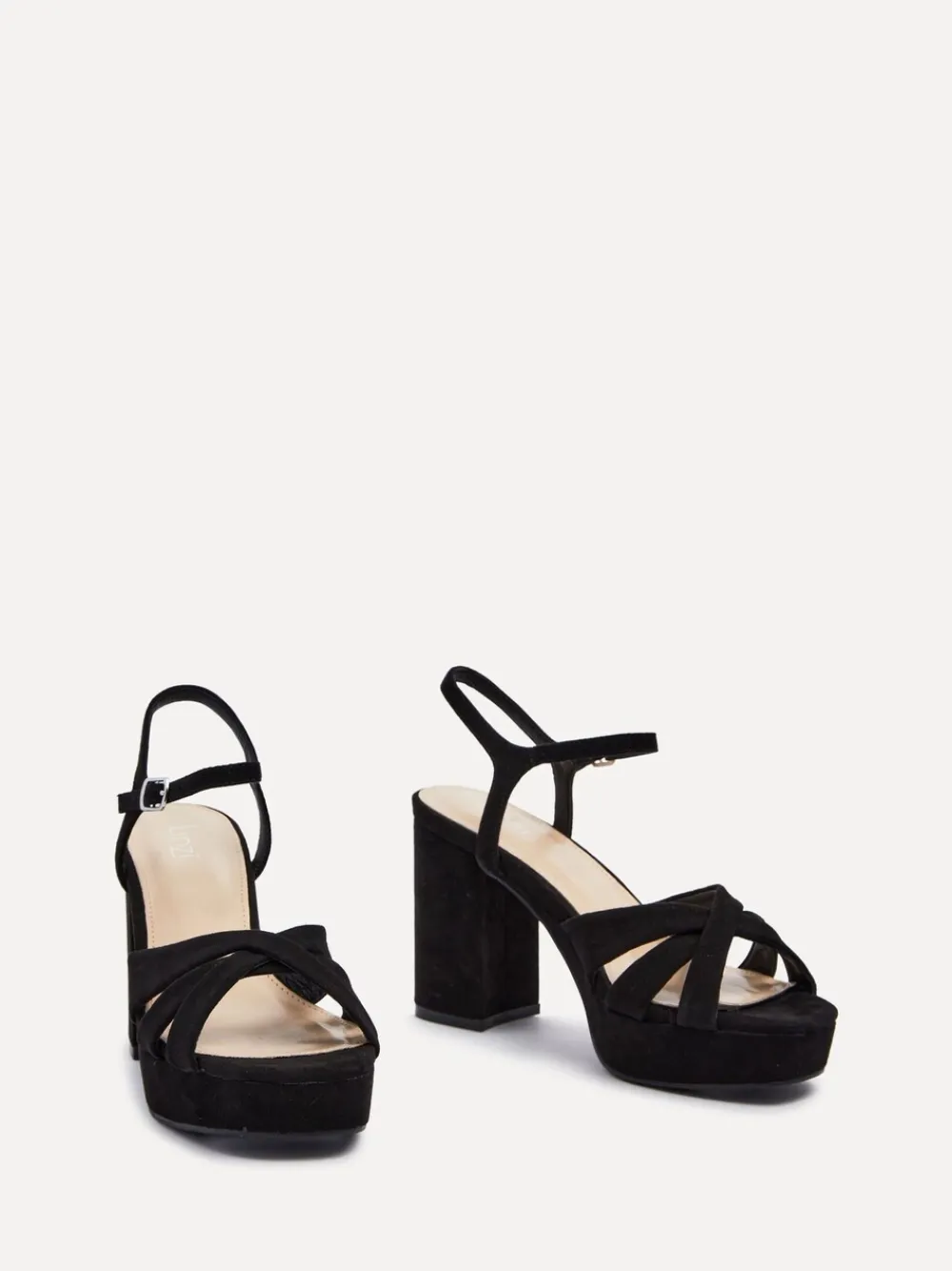 Zwart - Keliah sandalen met plateauzool, gekruiste bandjes en blokhak*Linzi Discount