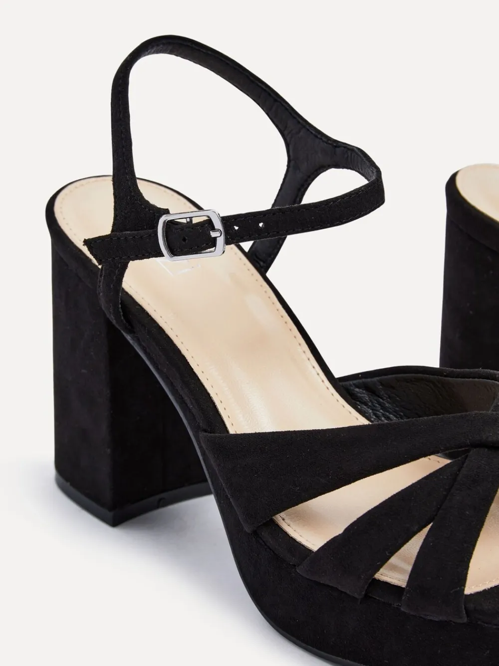 Zwart - Keliah sandalen met plateauzool, gekruiste bandjes en blokhak*Linzi Discount