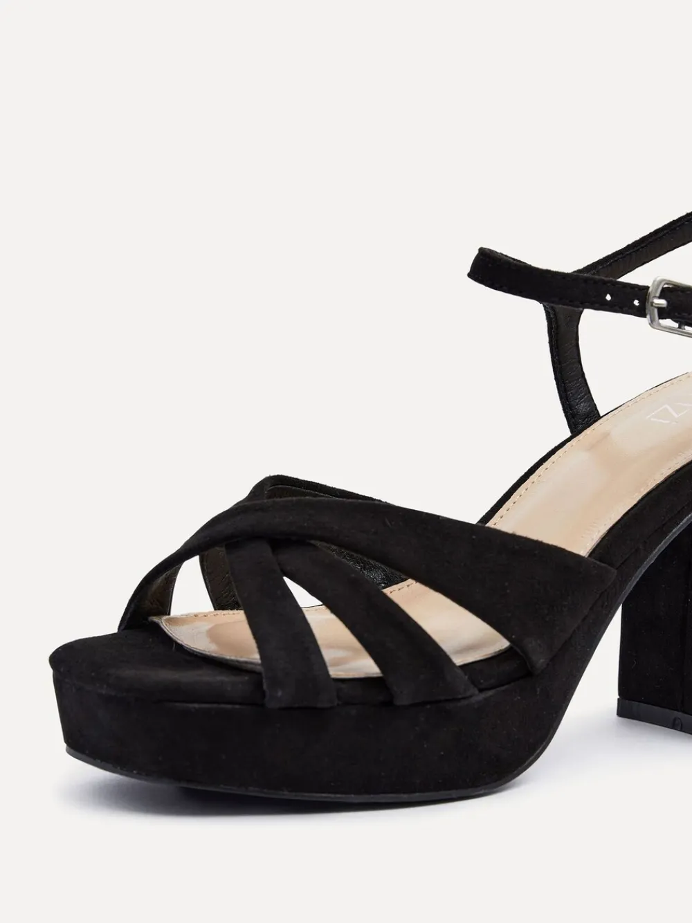 Zwart - Keliah sandalen met plateauzool, gekruiste bandjes en blokhak*Linzi Discount