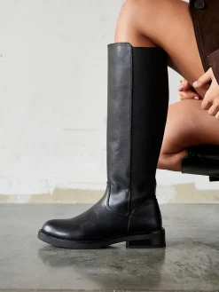 Zwart - League High Leg Boots with Gusset Back*Linzi Sale