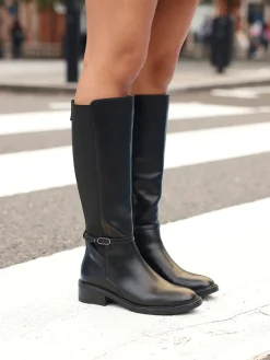 - Power High Leg Boots With Stretch Side Panel and Buckle Detail*Linzi