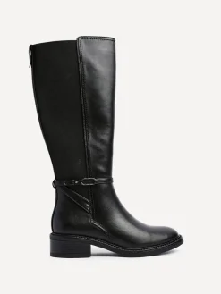 - Power High Leg Boots With Stretch Side Panel and Buckle Detail*Linzi