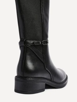 - Power High Leg Boots With Stretch Side Panel and Buckle Detail*Linzi