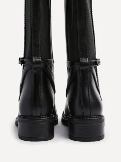 - Power High Leg Boots With Stretch Side Panel and Buckle Detail*Linzi