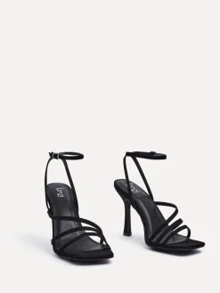 Zwart - Scarlett sandalen met bandjes, hak en enkelbandje*Linzi Outlet