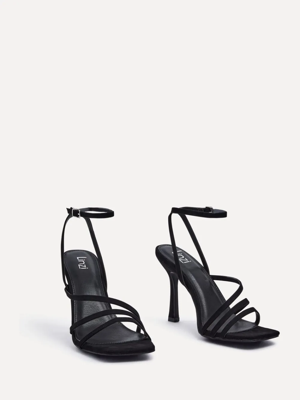 Zwart - Scarlett sandalen met bandjes, hak en enkelbandje*Linzi Outlet