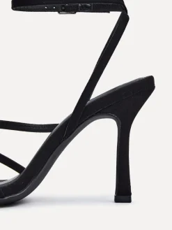 Zwart - Scarlett sandalen met bandjes, hak en enkelbandje*Linzi Outlet