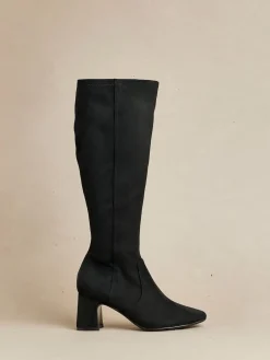 - Slate Stretch Knee High Block Heel Boots*Linzi Best