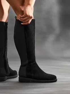 - Wide Fit Steel High Leg Boots With Stretch Panel*Linzi Discount