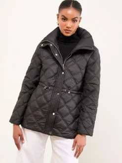 - - Korte gewatteerde jas met trechterkraag*Lipsy Best