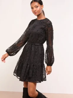 - 3D Lace Long Sleeve Mini Dress*Lipsy Online