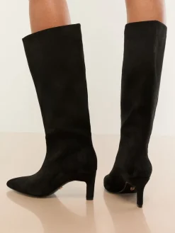 - Faux Leather Knee High Low Kitten Heel Boots*Lipsy