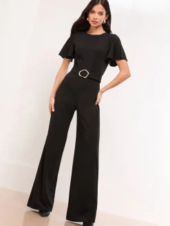 - Hardware Belted Short Sleeve Jumpsuit*Lipsy Outlet