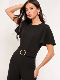 - Hardware Belted Short Sleeve Jumpsuit*Lipsy Outlet