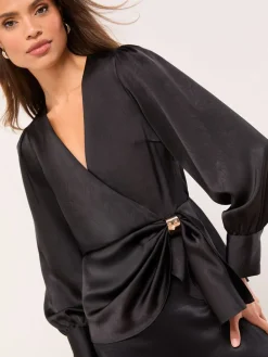 - Satin Hardware Detail Wrap Top*Lipsy