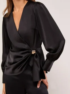 - Satin Hardware Detail Wrap Top*Lipsy
